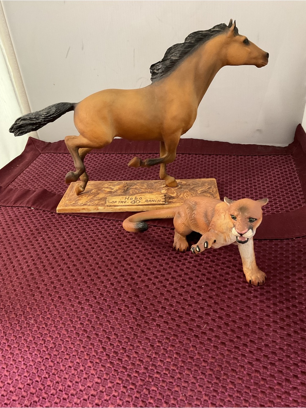 Breyer Brown Horse and Cougar Figurines with Black Mane and Tail